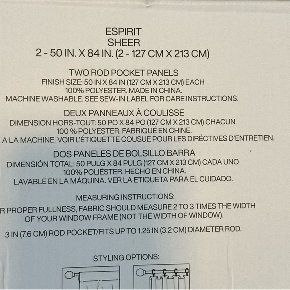 DKNY Sheer Window Curtain 2 Panels pink white - 2 - 50” X 84 - Picture 6 of 6